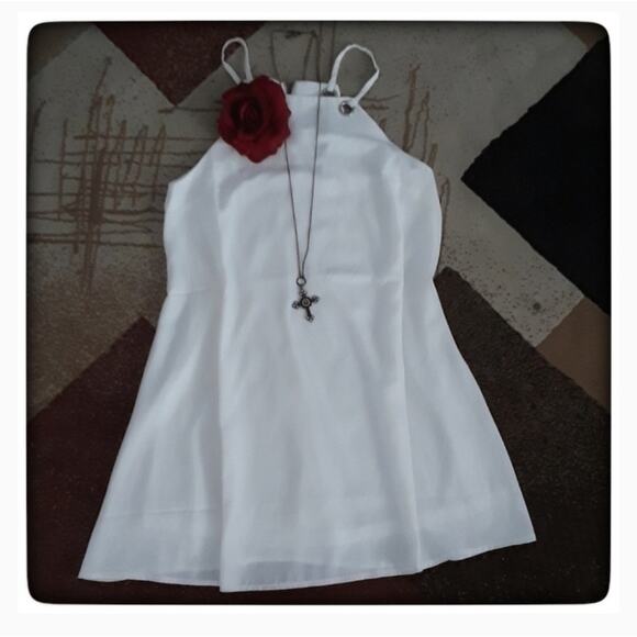 LOVERICHE White Summer Dress A-line Tunic Tank Top Size M Festival Concert Beach - Picture 2 of 7